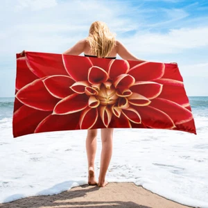 Red Dahlia Flower Bath or Beach Towel - Picture 1 of 1