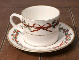 Royal Worcester Holly Ribbons Cup & Saucer - Picture 1 of 5