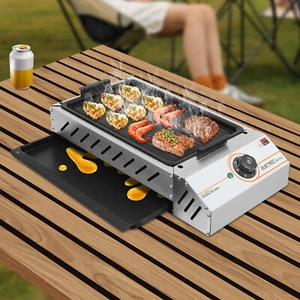 BBQ Grill Electric Barbecue Grill Electric Griller Griddle Table top Indoor BBQ - Picture 1 of 22