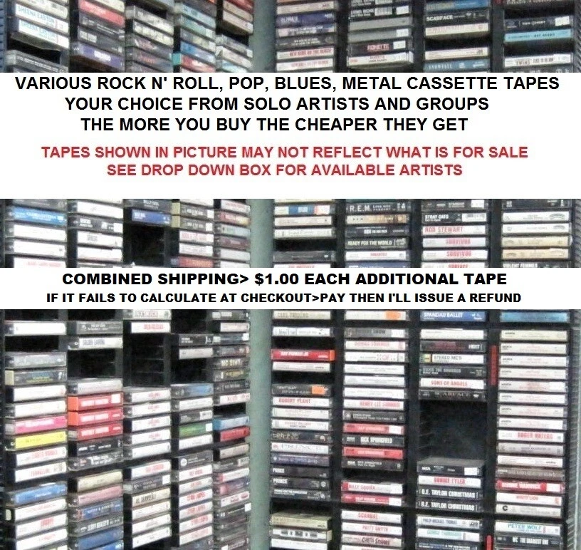 Various Genres of Rock n' Roll, Pop, Blues, Metal Music Cassette Tapes  "Choice" - Image 1 of 1