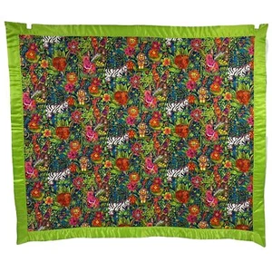 Jungle animal handmade lap crib quilt tigers elephants Zebras satin trim - Picture 1 of 10