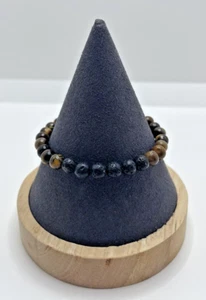 Schwarz & Braun Faux Tigerauge Perlen Stretch Armband Modeschmuck Unmarkiert - Bild 1 von 2