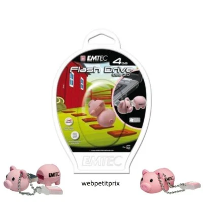 CLÉ USB2 - 2 GO EMTEC COCHON ROSE Officiel Neuf - Photo 1/4