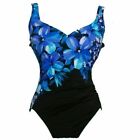 MIRACLESUIT Black Blue Budding Beauty Floral Amici Underwire Swimsuit 10