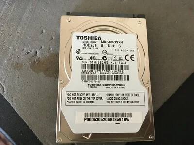MK6465GSXN, A0/GH101M, HDD2J11 B UL01 S, Toshiba 640GB SATA 2.5 Hard Drive - Image 1 of 2
