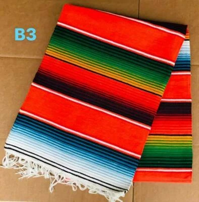 XLg 5X7 Ft Mexican Zarape Handmade Woven Blanket Decor Throws Multi Colored B2 - Image 1 of 3