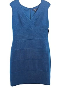 New American Living Women's Textured Teal Sheath Dress Size 14 - Picture 1 of 9