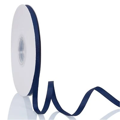 Navy Blue 1/4" X 50 Yards Solid Color Double Faced Grosgrain Ribbon for Gifts... - Image 1 of 4