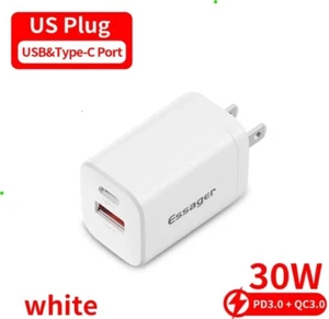 2Pcs Essager Real 30watt GAN charger, USA Stock, High Quality QC PD - Picture 1 of 6