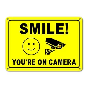 Smile You're on Camera Metal Sign Safety Security Home Shop Warning Signs 25cm - Bild 1 von 3