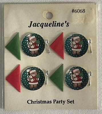 Juego de platos vintage de fiesta de Navidad Jacqueline en miniatura para casa de muñecas nuevo en caja Foto 1 de 3