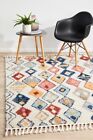 Contemporary Textured Fringed Rabat Design Multi Links Floor Area Rugs And Runne