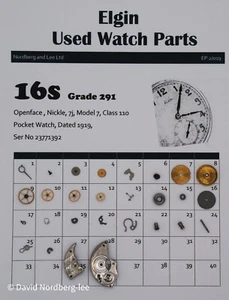 Piezas de reloj usado Elgin 16/16s grado 291 modelo 7 clase 110 ser no 21562111 - Imagen 1 de 1