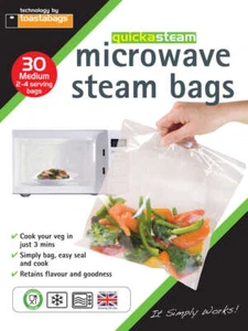 Quickasteam Microwavee Steam Bags 30 Bags Medium Size - Picture 1 of 2