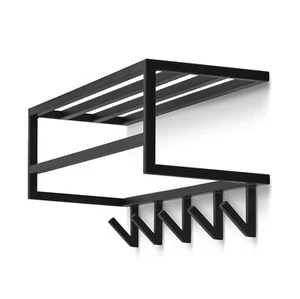 Perchero de Pared con Estante Moderno HECHO A MANO Perchero con Estante de Metal - Imagen 1 de 6