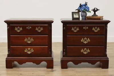 Pair of Vintage Georgian Cherry Chests Nightstands, Kincaid #54101 - Image 1 of 4