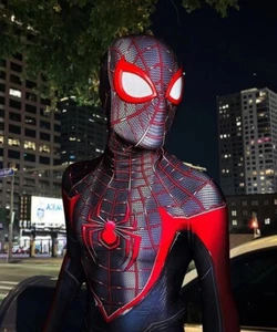 PS5 Miles Morales Spider-man Jumpsuit Cosplay Costume Adult Kids Suit Halloween - Picture 1 of 13
