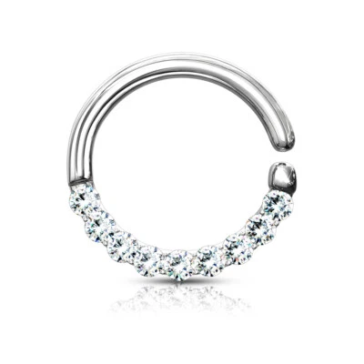 Aro medio círculo forrado circonita cúbica nariz oreja labio anillo cartílago hélice torre Daith Foto 1 de 4