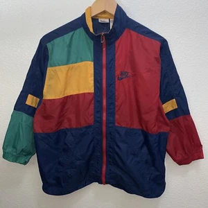 Early 90s Nike Colorblock Youth Boys Jacket Windbreaker Swoosh Vintage Kids - Picture 1 of 8