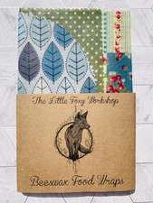 🦊 Natural Reusable Beeswax Food Wrap-Size Medium (25x25, 20x20, 18D)-Set of 3