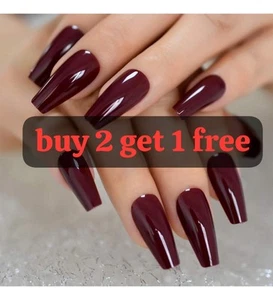 24 medium tapered False Nail French Manicure Tips Press On Full Cover Christmas - Picture 1 of 4