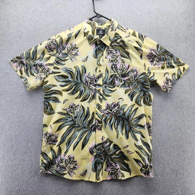Volcom Hawaiian Shirt Mens 2XL Yellow Floral Classic Fit Button Front Casual - Image 1 of 4