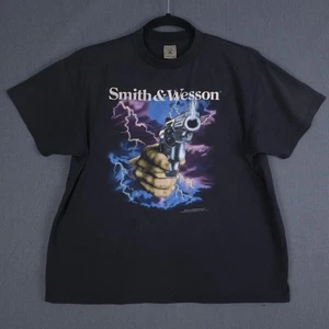 Camisa Smith & Wesson Vintage 3D Emblema Talla XL Negra Manga Corta 1992 Revólver - Imagen 1 de 11