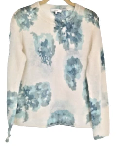 Suéter VINCE Mezcla Mohair Alpaca TALLA MED Crema Aqua Pastel Abstracto Floral Nuevo sin Etiquetas - Imagen 1 de 13