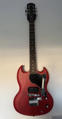 Epiphone SG Junior Electric Guitar (2017) – Satin Cherry Red Vibrola Trem Superb - Image 1 of 4