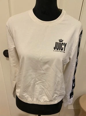 Juicy by Juicy Couture Ivory Long Sleeve Sweatshirt Sz S Black Stripe - Image 1 of 4