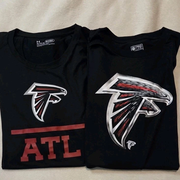 ATLANTA FALCONS LOT OF 2 MENS BLACK SHORT SLEEVE T SHIRTS SIZE 3XL. SEE DESCRIP. - Image 1 of 4