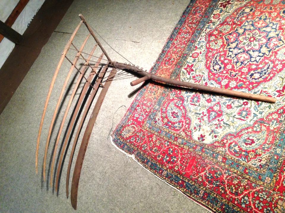 ANTIQUE BARN FARM HAY GRAIN CRADLE SCYTHE LARGE WALL CEILING DECOR - Image 1 of 4