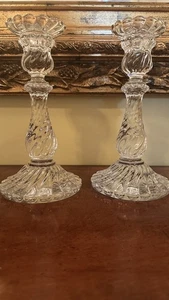 Baccarat Crystal Set di 2 candelabri a vortice super pesanti " BAMBOUS " - Foto 1 di 4