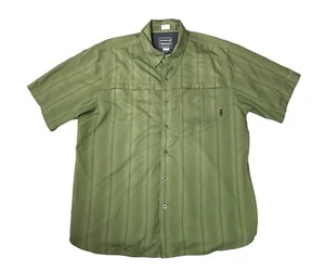 Merrell Opti Wick XL Mens Button Up Fishing Shirt Short Sleeve Striped Green - Picture 1 of 12