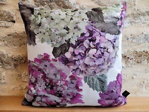 Designers Guild Sudara Linen Hydrangea Purple Pink & Velvet Back Cushion Cover