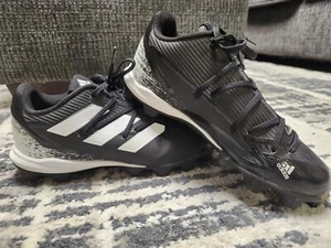 Adidas Afterburner 8 Cleats Youth Size 5 Black w/White Stripes Baseball FZ4244 - Picture 1 of 5