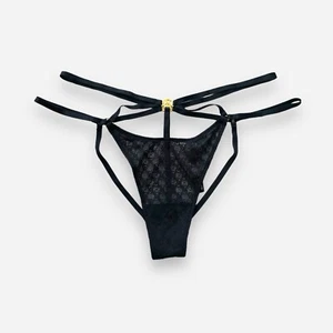 Victoria’s Secret Underwear Panties Panty Strappy Medium Black Lace Stretch New - Picture 1 of 6
