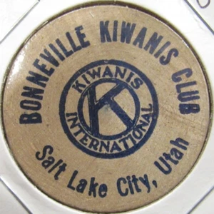 Vintage Bonneville Kiwanis Club Salt Lake City, Utah Wooden Nickel - Token UT - Picture 1 of 2