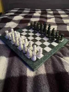 Marble Chess Set, Green and white 12 inch board Gift Items For Chess Lovers - Picture 1 of 14