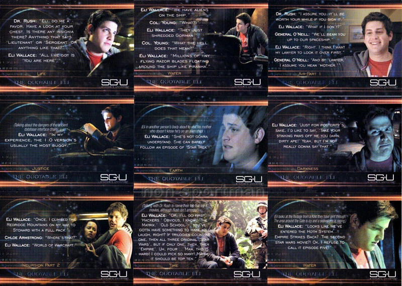 STARGATE UNIVERSE SEASON 1 QUOTABLE SET (9) - Image 1 of 1