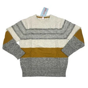 Cat & Jack Boys Size XS 4/5 Crew Neck Pullover Sweater Striped Heather Grey - Picture 1 of 9