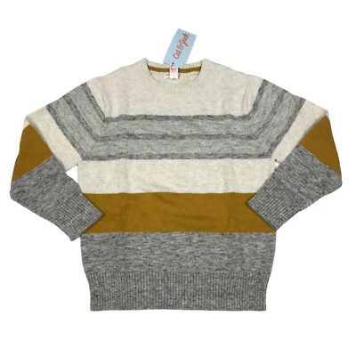 Cat & Jack Boys Size XS 4/5 Crew Neck Pullover Sweater Striped Heather Grey - Image 1 of 4