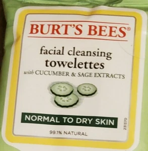 5 PK Burt's Bees Facial Cleansing Towelettes with Cucumber & Sage Extracts - Picture 1 of 1