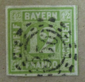 BAVARIA SC #13 - POSTMARKED SINGLE - IMPERF - Picture 1 of 2