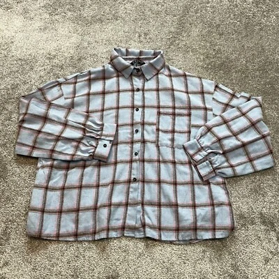 Простой плюс рубашка на пуговицах женщин 3XL синий клетку с воротником полиэстер длинным рукавом - Изображение 1 из 4