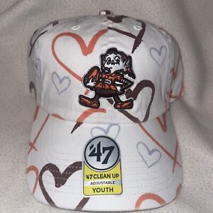 Cleveland Browns 47 brand NFL Youth Adjustable Kids Hat Cap Brownie Girls Heart