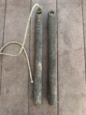 Vintage Window Weights Antique 1890s Cast Iron 8 lb 16” Set / Lot Of 2 Cover