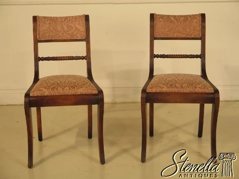 29226: Pair Regency Style Carved Oak Upholstered Occasional Chairs Cover