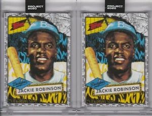 (2) Topps PROJECT 2020 Card 140 - 1952 Jackie Robinson by Tyson Beck 8 w/Box - Picture 1 of 2