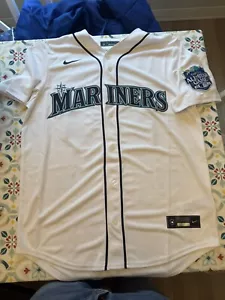 Nuova maglia Nike Ty France Seattle Mariners MLB bianca con toppa taglia L $ 135 - Foto 1 di 4